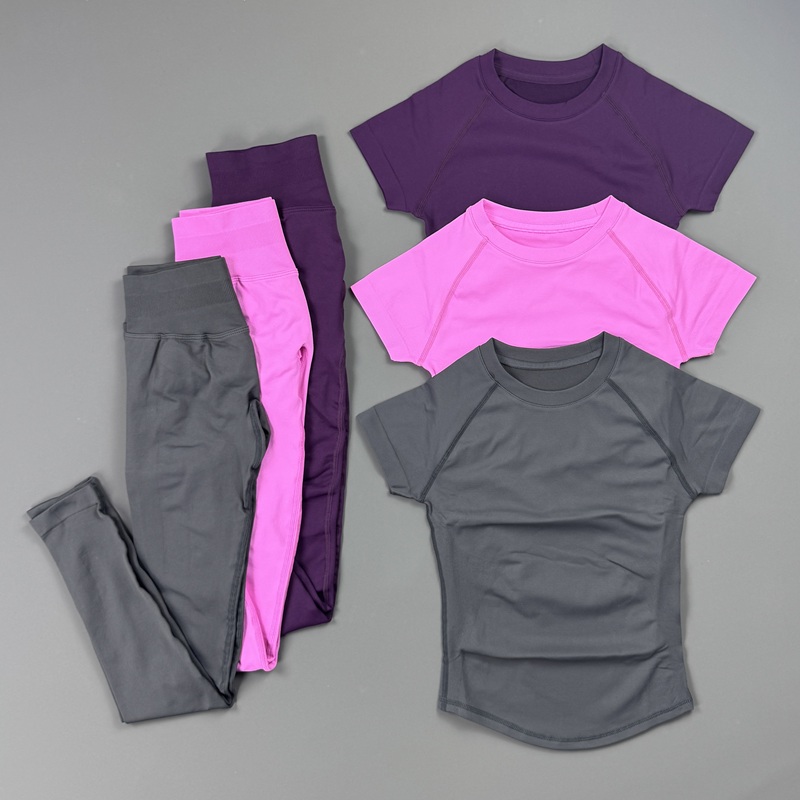 Pilates Yoga Clothes - 2Piece Gym Set Women Raglan Short