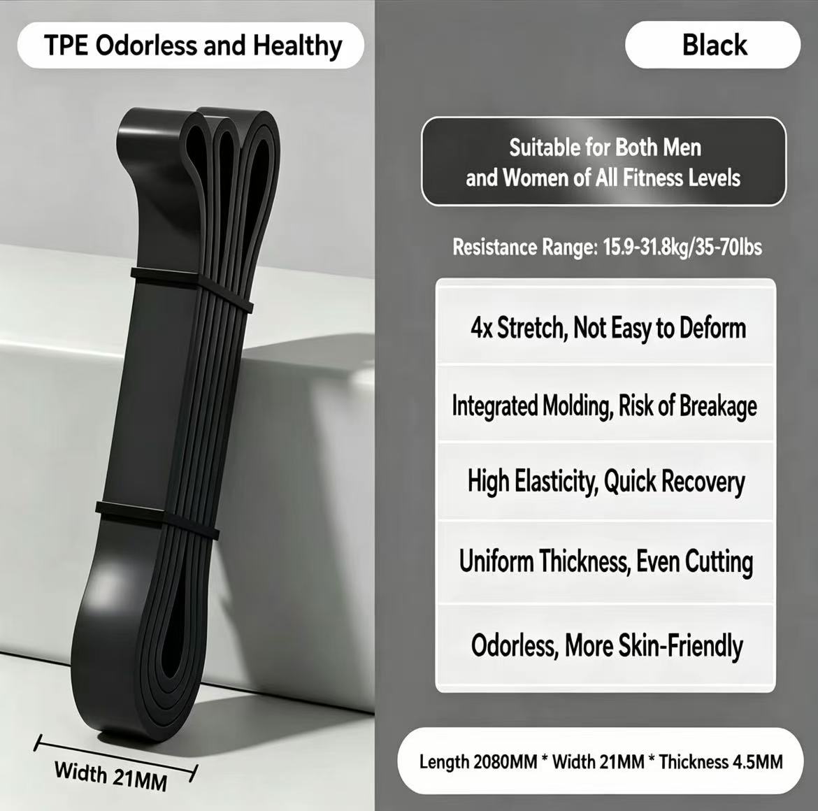 TPE Resistance Bands 6 Levels  - Difference Pilates And Yoga review and price