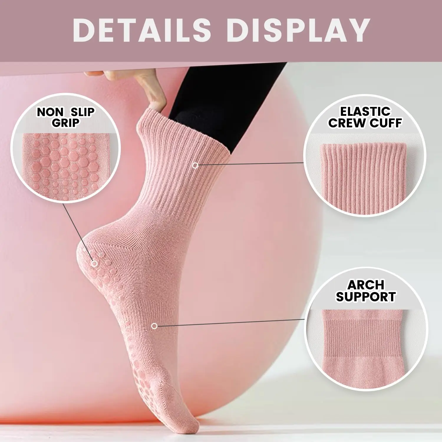4 pairs of women's yoga socks, - Pilates & Yoga Unleashed Studio review and price