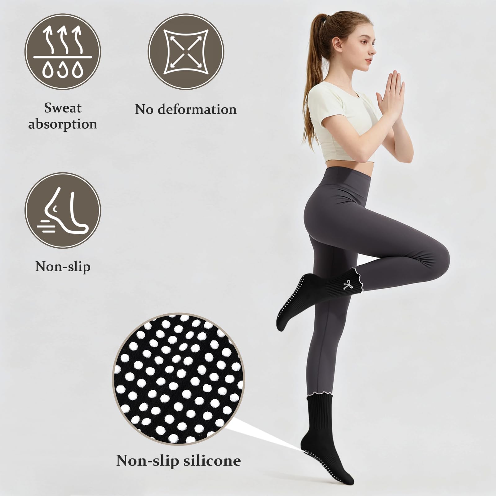 3 Pairs Non-Slip Grip Pilates  - Pilates Yoga Hose review and price
