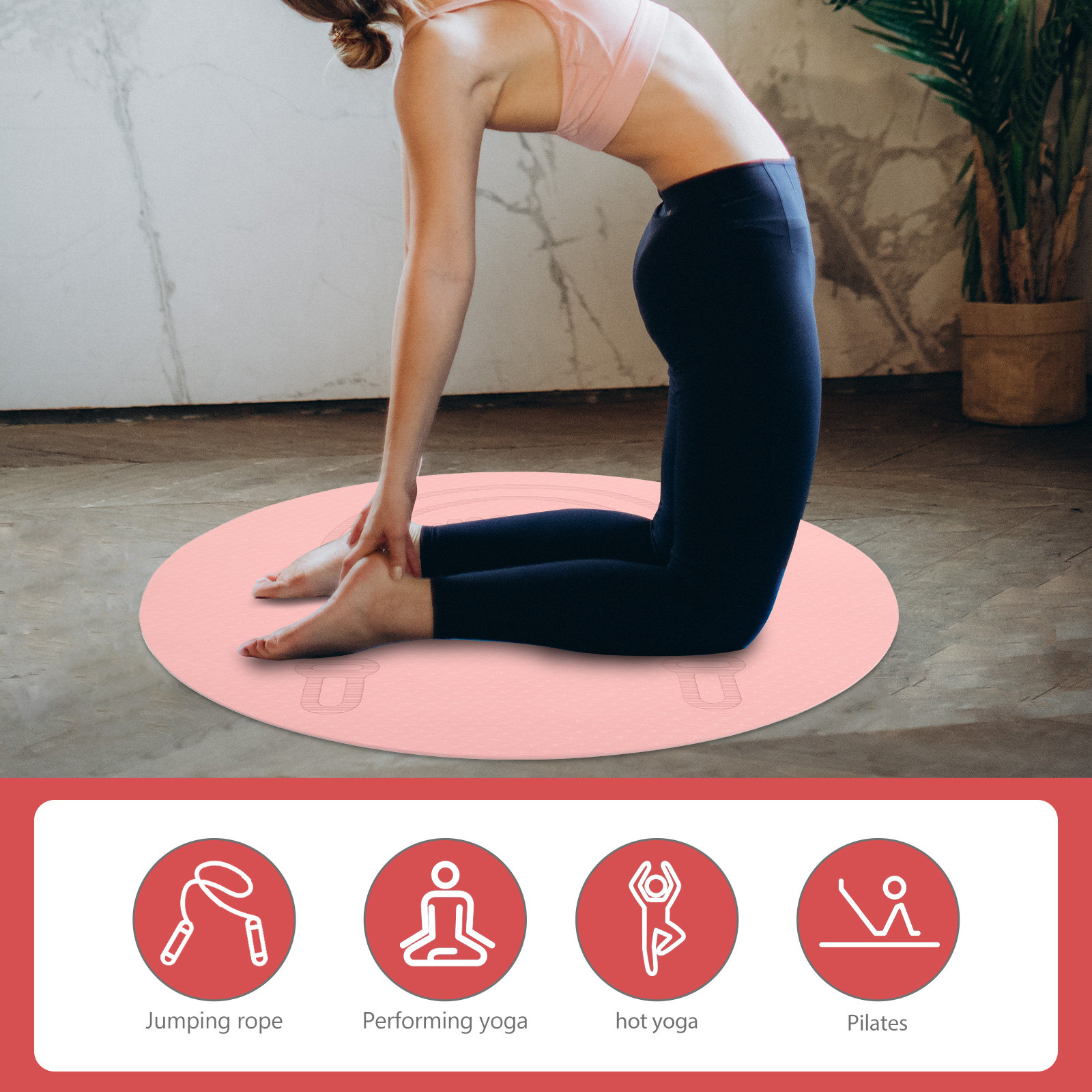 Tpe Jump Rope Mat Non-Slip Ela - Pilates Yoga Home Workout review and price